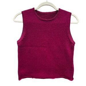 Eileen Fisher Vintage Pink Cotton Knit Sweater Tank Quiet Luxury Grandma 90s S